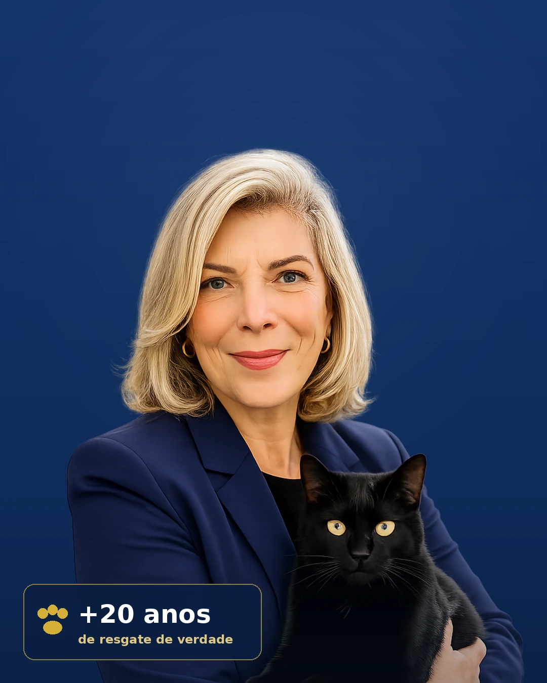 Dra. Tatiana Furlan com um gato resgatado